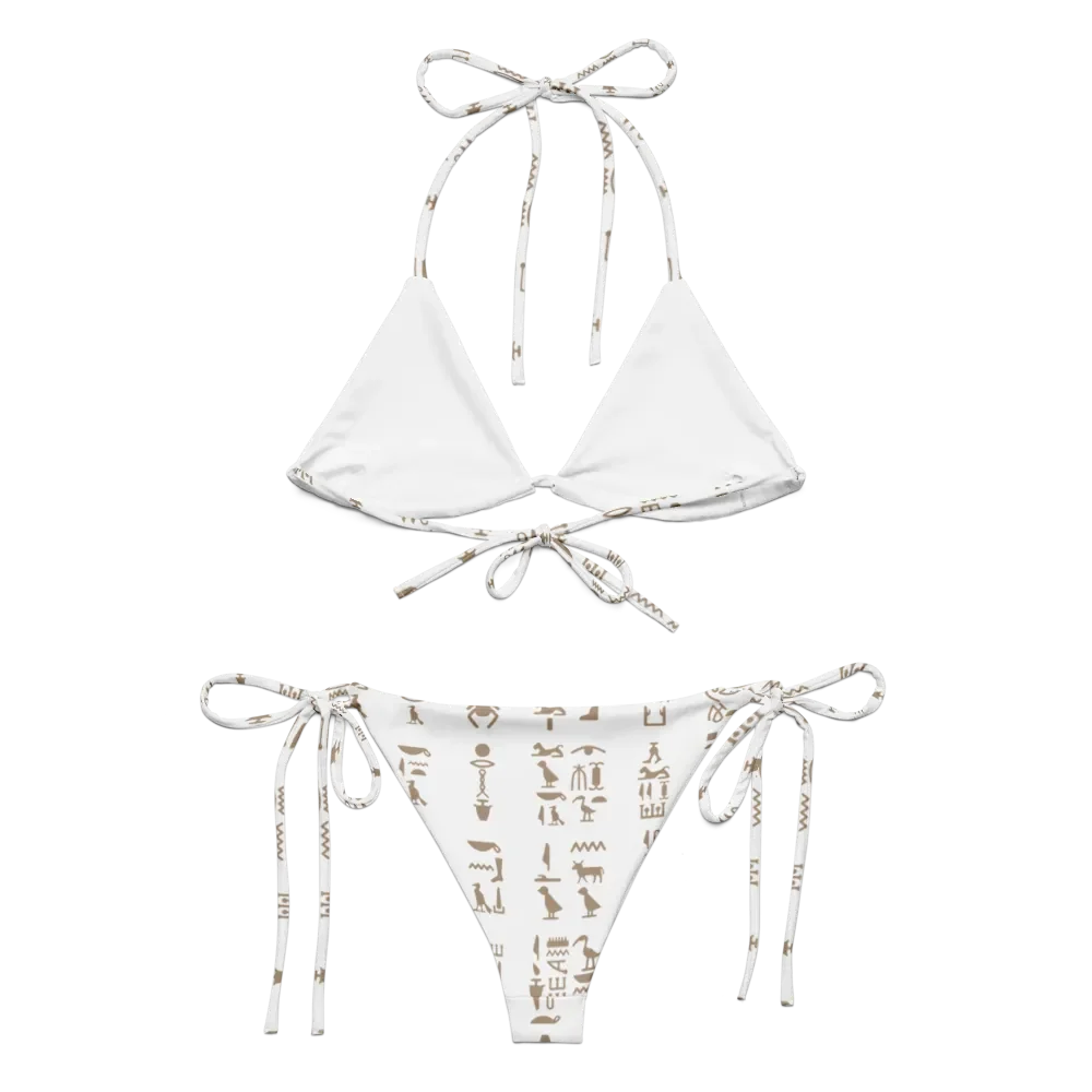 Isis White Hieroglyphs String Bikini product image (3)