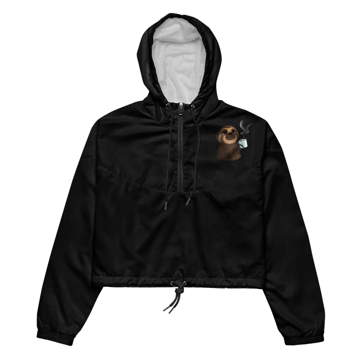 Sloth Serenity Cropped Black Windbreaker product image (2)