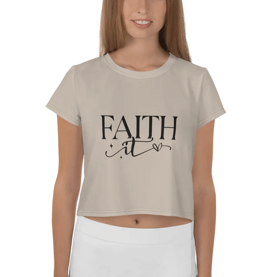 Faith It Custom Design Beige Crop Tee product image (1)