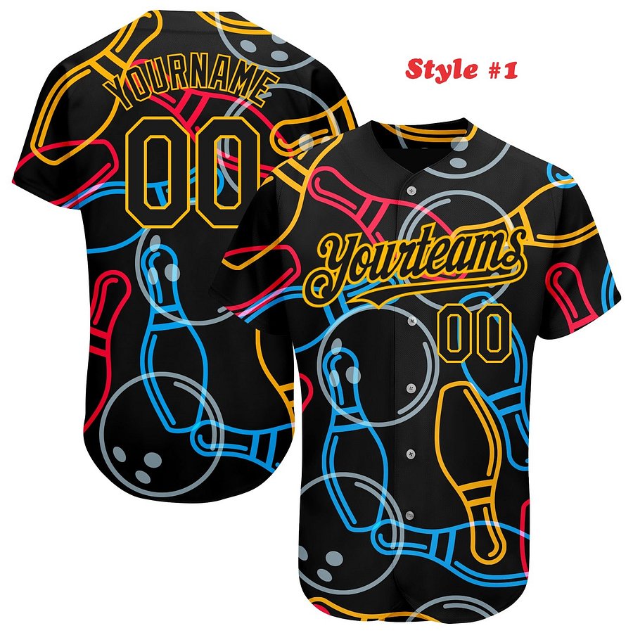 Authentic Baseball Jersey, Custom Baseball Jersey, Personalized Sport Jersey, Colorful, Number, Bowling product image (230)