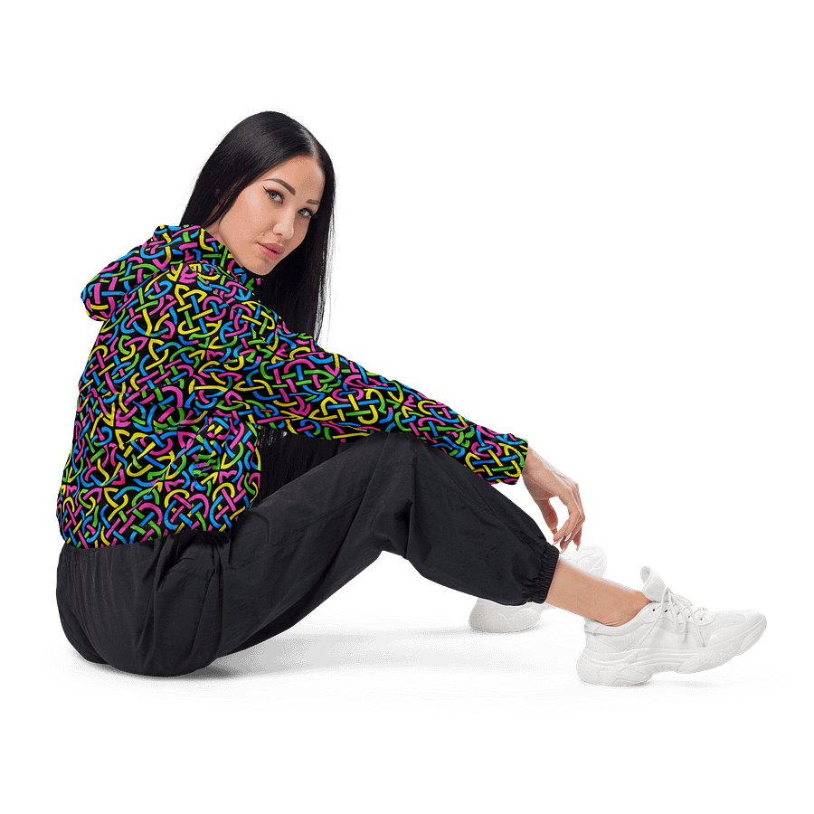 Neon Celtic Knot Windbreaker – Retro-inspired All-Over Print Jacket product image (5)