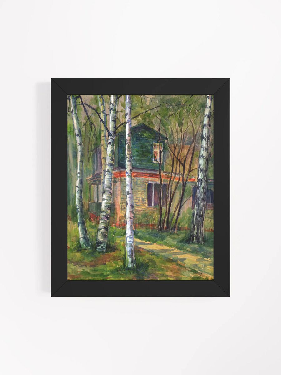 Tranquil Birch Forest Framed Art Print - Dacha in Birch Forest product image (12)