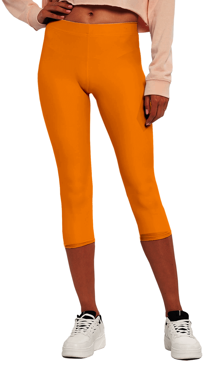Plain Color Orange Capri Leggings product image (1)