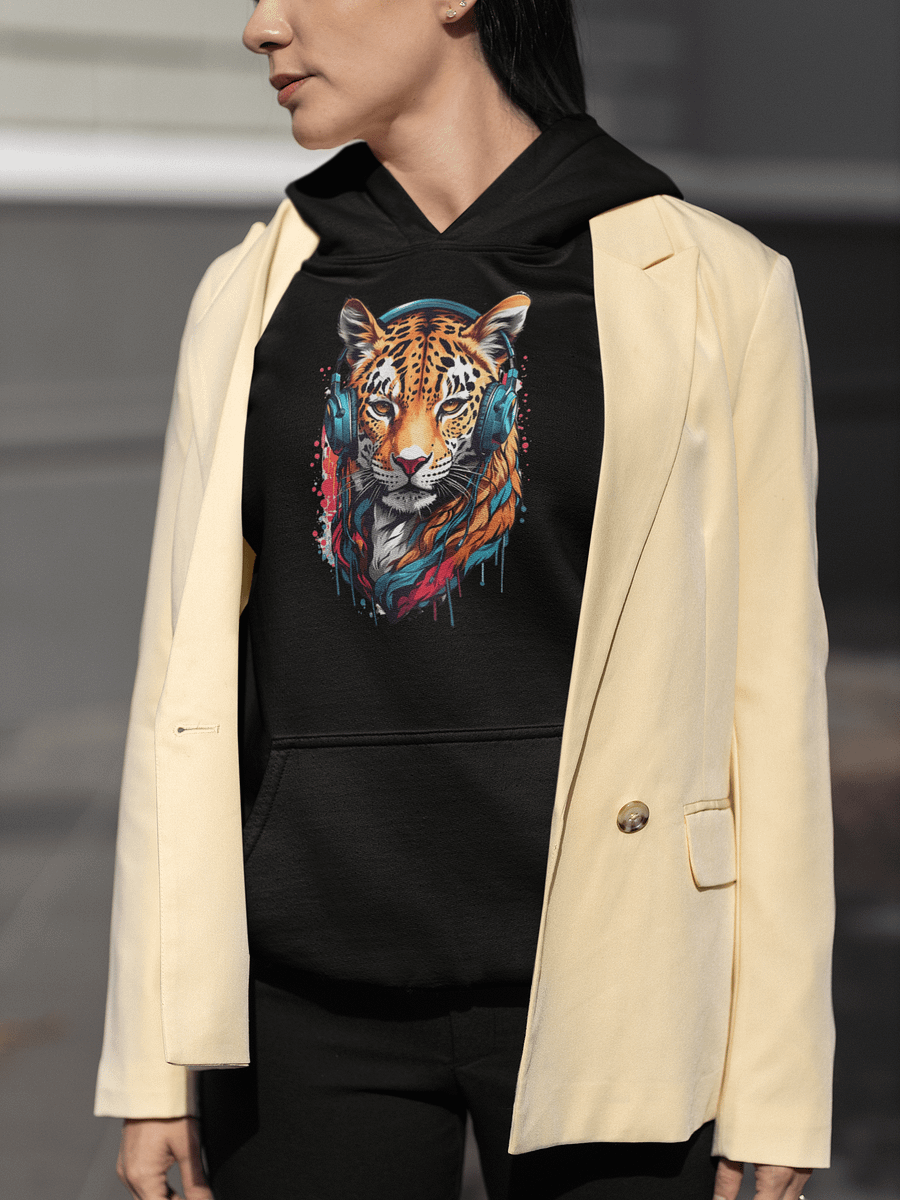 Chill Cat Vibes: Leopard Headphones Hoodie product image (24)