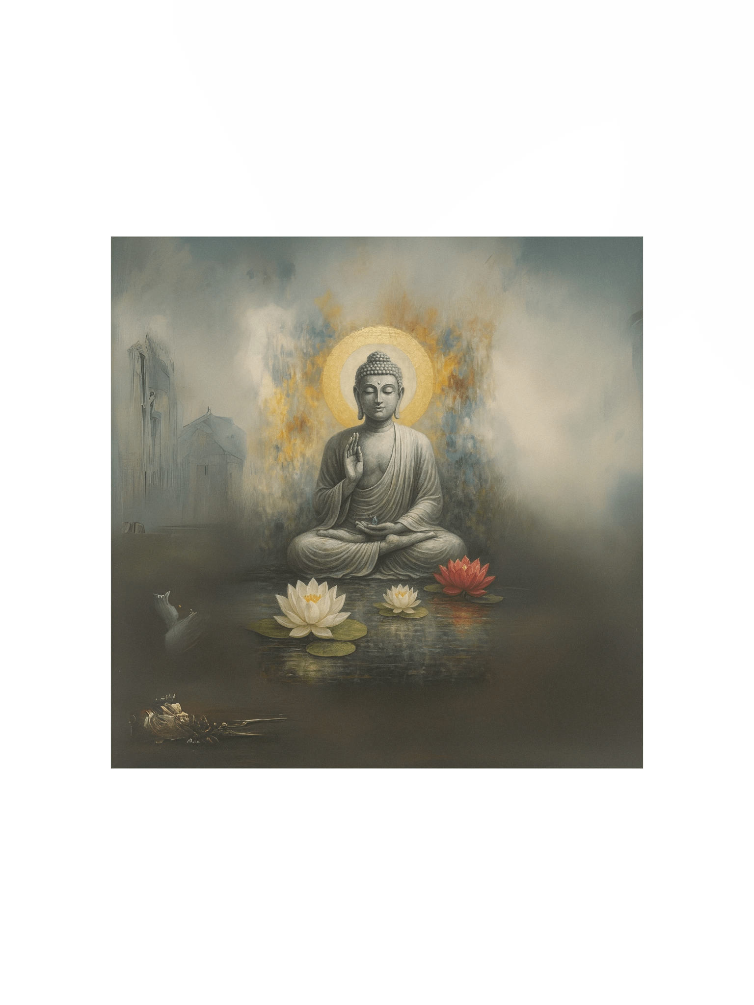 Serene Buddha with Lotus Flowers – Nichiren Buddhism Meditation Poster (Enhanced Matte Paper) product image (4)