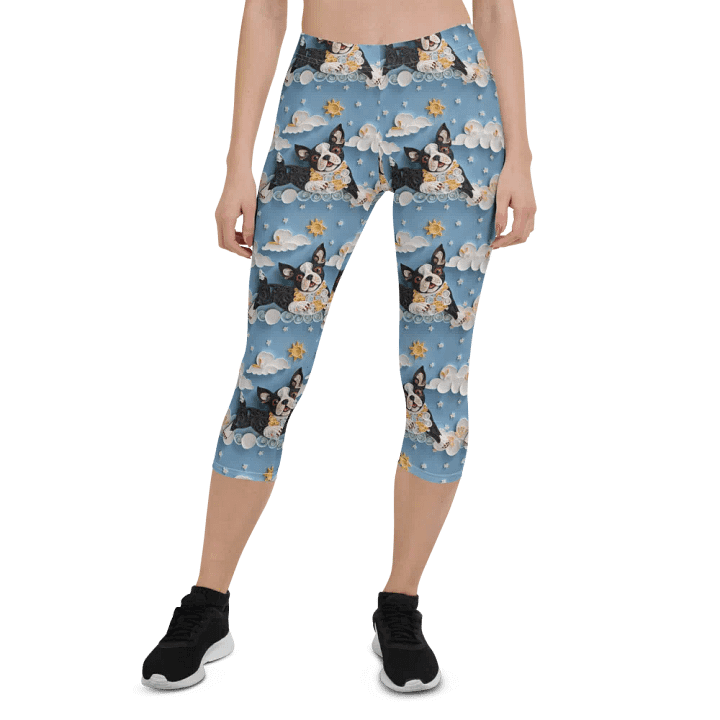 Quillwork Boston Terrier "Sunny Day" All-Over Print Capri Leggings product image (1)