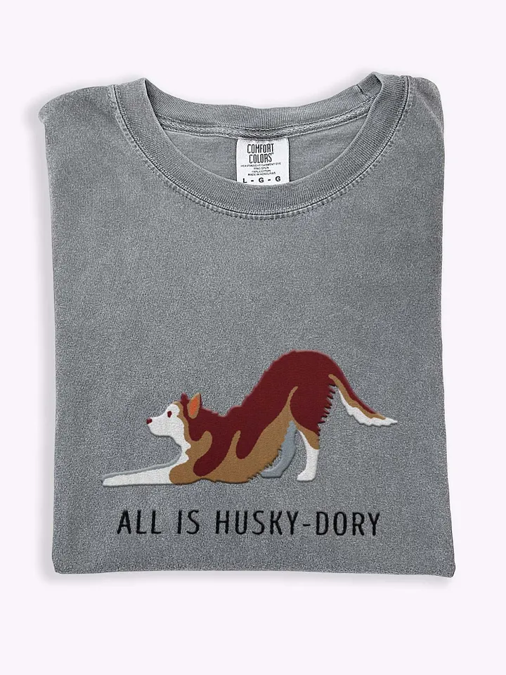 All Is Husky-Dory T-Shirt(Embroidered) of a Siberian Husky(Red) product image (1)