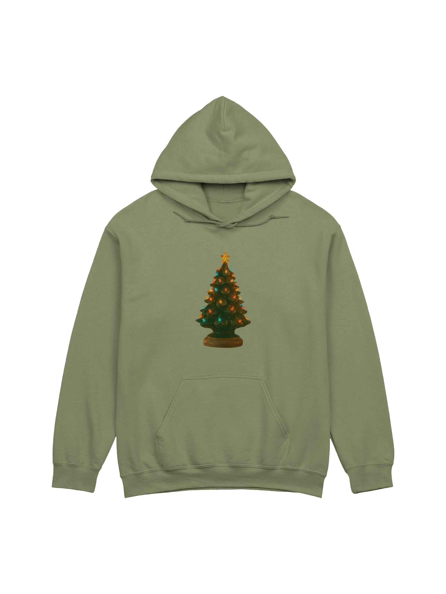Ugly Sweater Hoodie: Ceramic Christmas Tree with Colorful Lights product image (1)