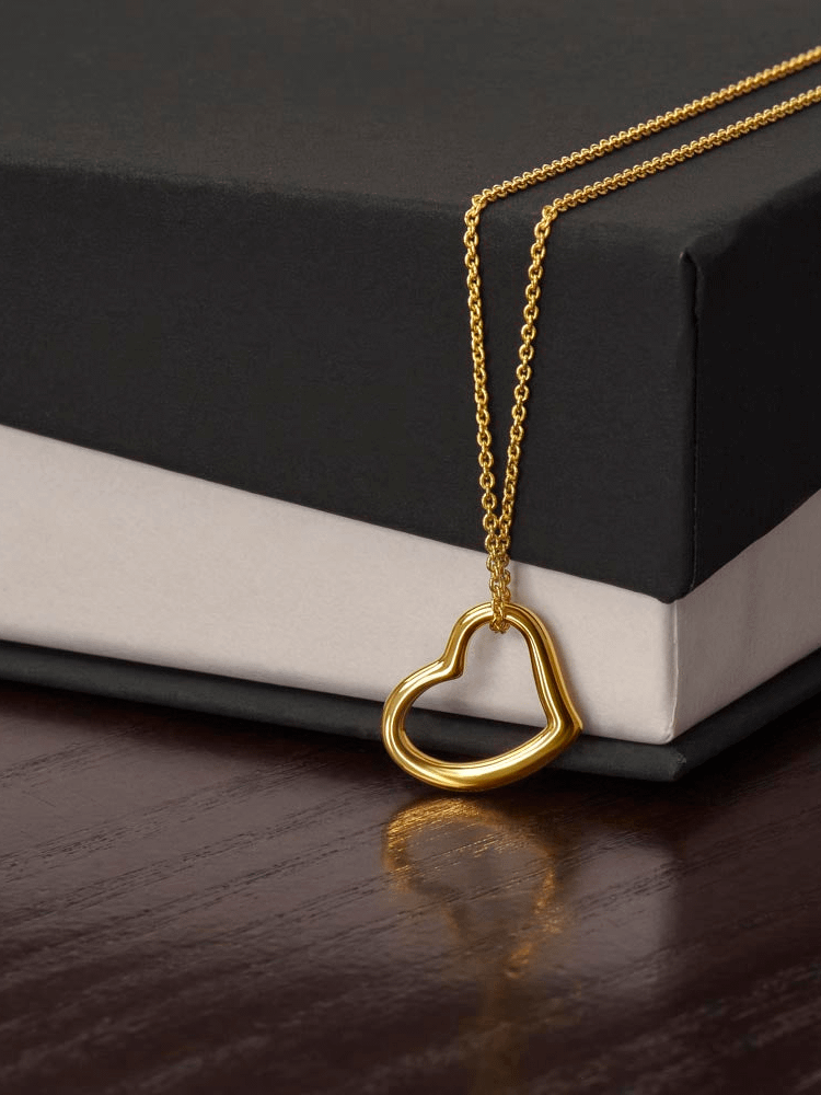 Dainty Heart Necklace - 14k White Gold & 18k Yellow Gold product image (3)