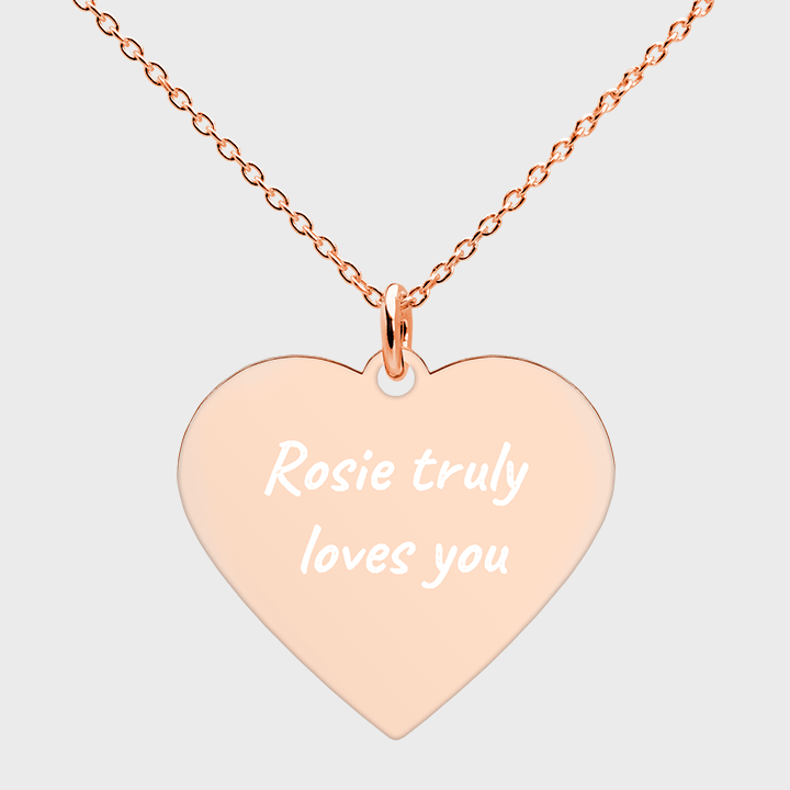 [rosiebeelilchanmerch.bre] Rosie truly loves you Engraved Silver Heart Necklace product image (1)