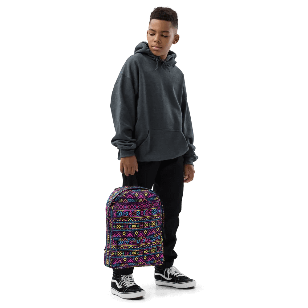 Neon Tribal Geometry Adventure Backpack product image (6)