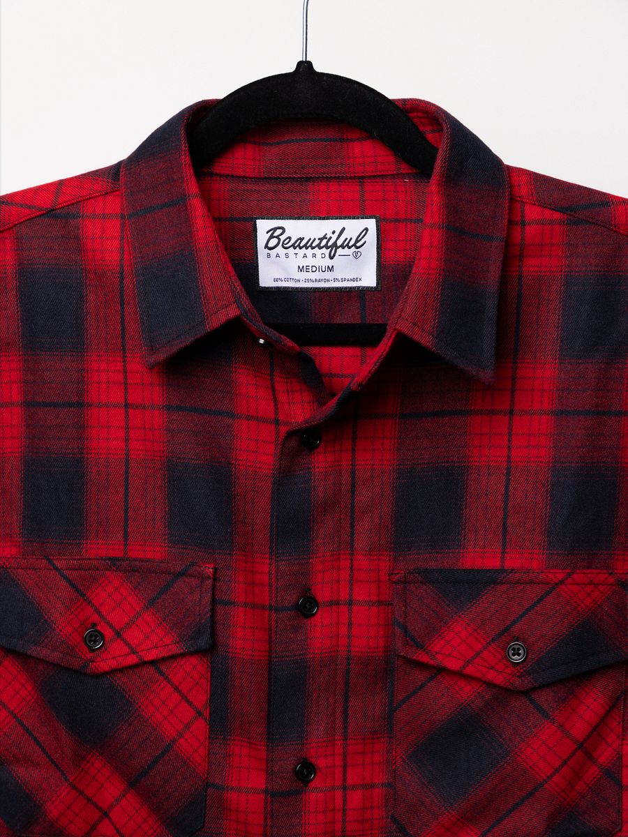 Flannel Button Up - Red/Black product image (3)