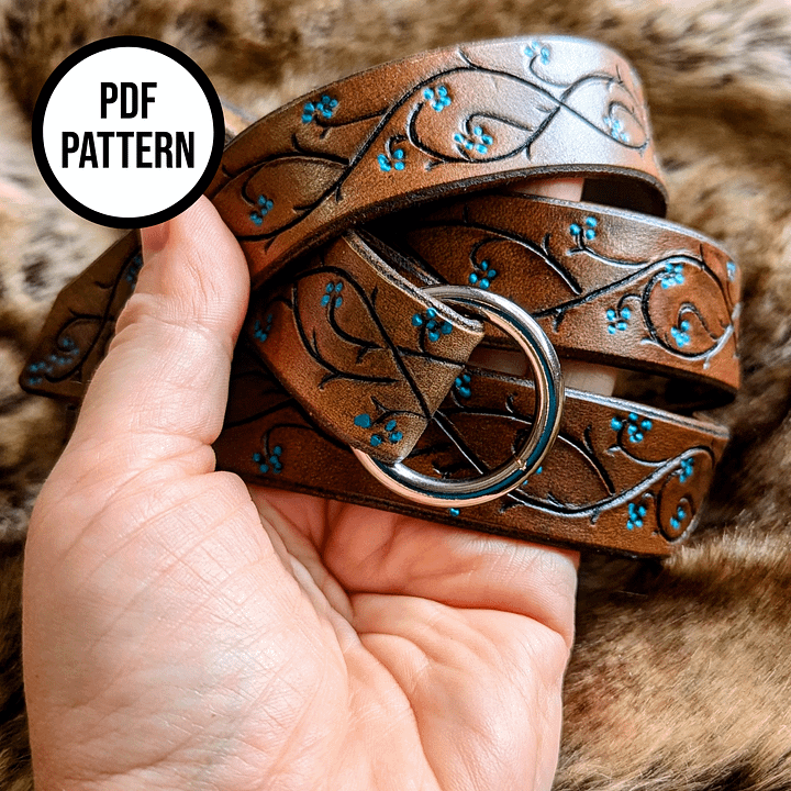 Elven Vines Leather Ring Belt - PDF Pattern for Leatherwork product image (2)