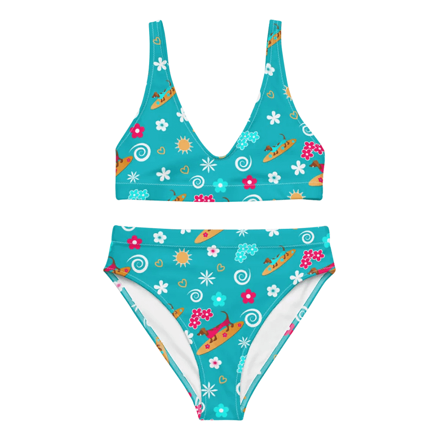 Surfing Dachshund Pattern High Waisted Bikini product image (9)