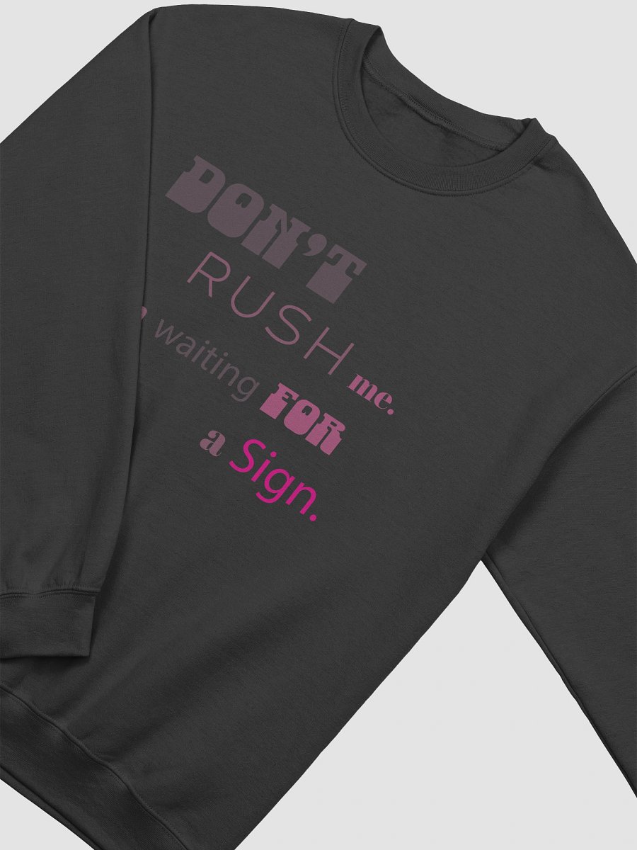 “Don’t Rush Me, I’m Waiting for a Sign” Sweatshirt – Funny, Relatable Quote product image (8)