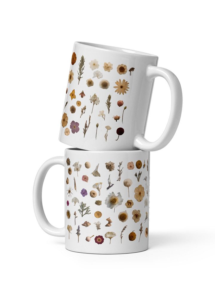 Personalized Pressed Flowers White Glossy Mug product image (1)