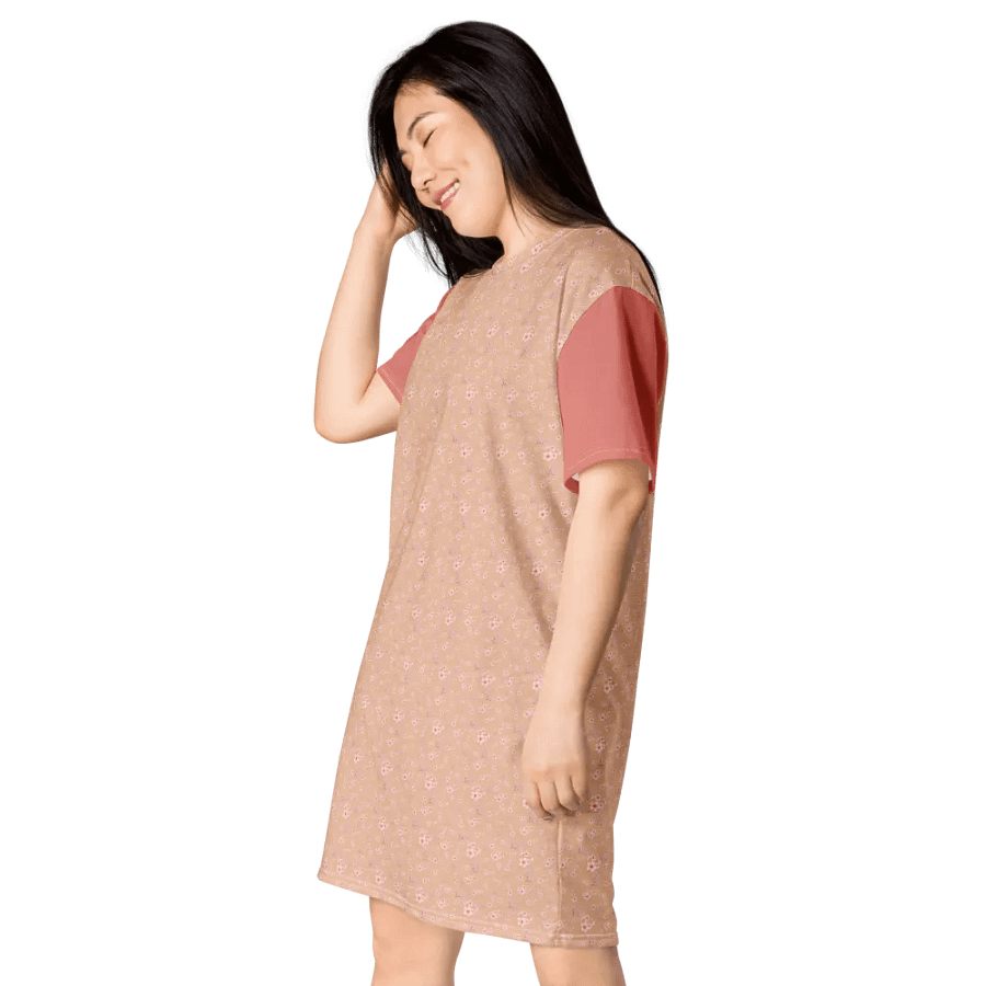 Cherry Blossoms on Cream T-Shirt Dress product image (3)