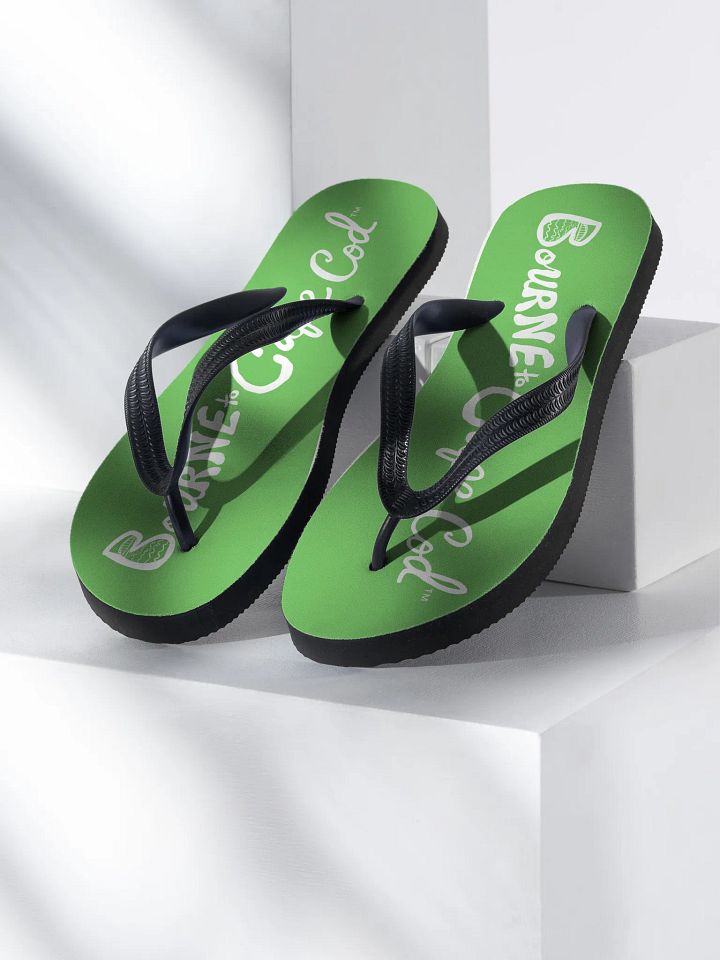BOURNE to Flip Flop™ | Cape Cod Vibes for Your Soles | Horizontal Logo Sandals | White Logo on Mantis Green product image (1)