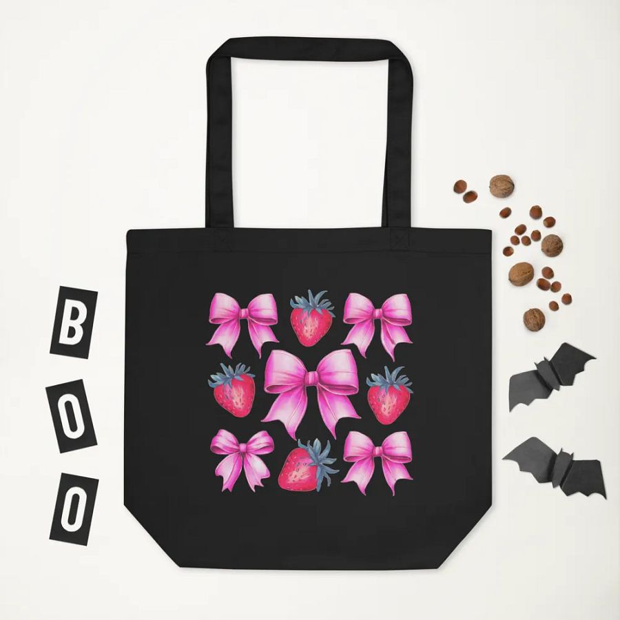 Sweet Strawberry and Bow Tote Bag product image (5)