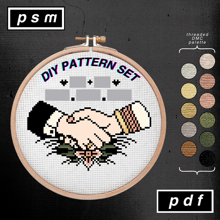 Commemorative Wedding / Anniversary Handshake DIY Customizable Pattern Set product image (1)