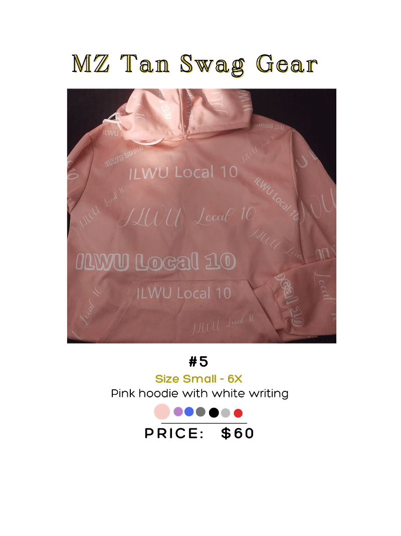 Pink and White All over ILWU local 10 hoodie