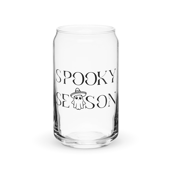 Spooky Season Sombrero Ghost Monochrome 16oz Can-Shaped Drinking Glass product image (1)