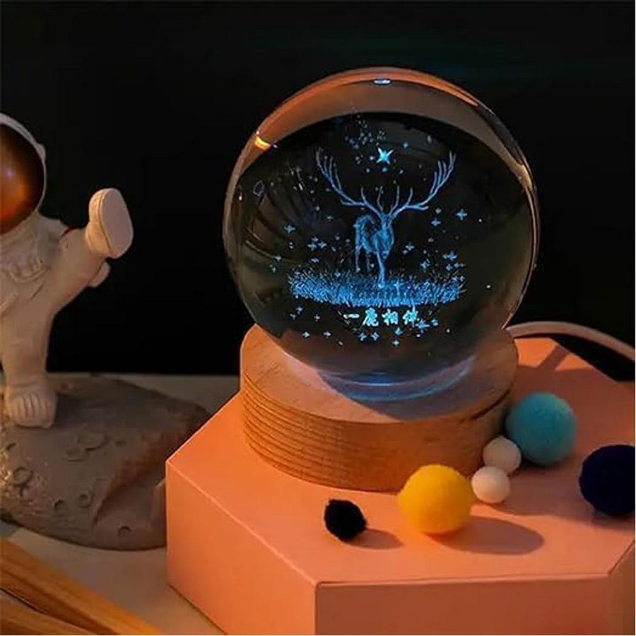 GITGRNTH 16 Color 3D Deer Crystal Ball Lamp product image (2)
