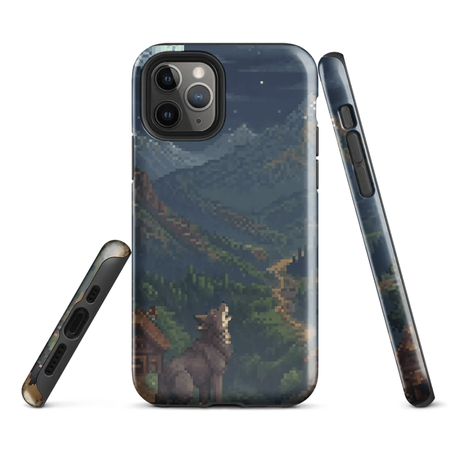 Pixel Howl iPhone Tough Case - Retro Nighttime Mountain Design product image (2)
