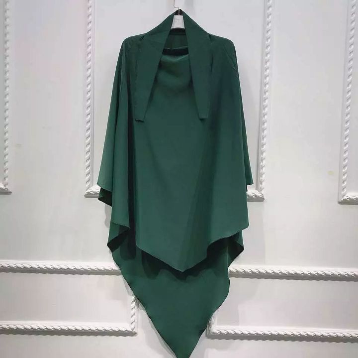 Single Layer Triangular Diamond Instant Khimar-Hijab-Jilbab Tie Back Green Color product image (1)