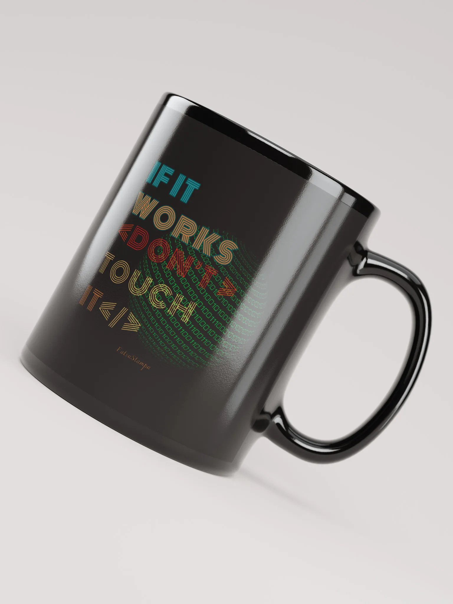 Funny Programmer Gift | Black Glossy Coffee Cup-"If It Don't Touch It </> Mug product image (4)