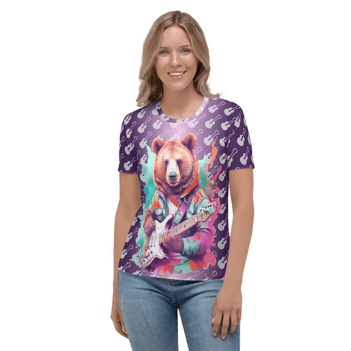 Cool Bear Playing Guitar All Over Print T-shirt product image (2)