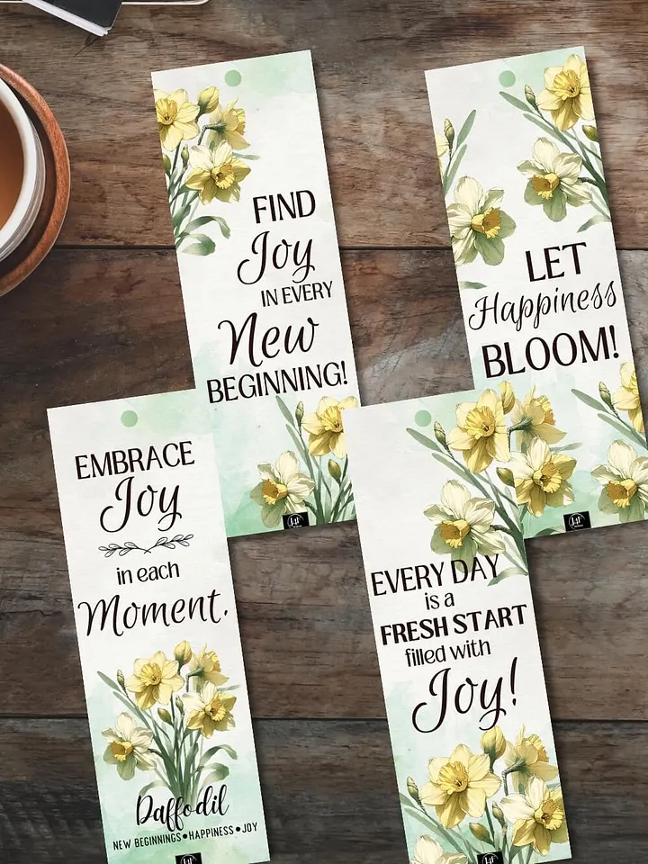 FREE Daffodil Bookmark Printable, Inspirational Sayings With March's Birth Month Flower product image (1)