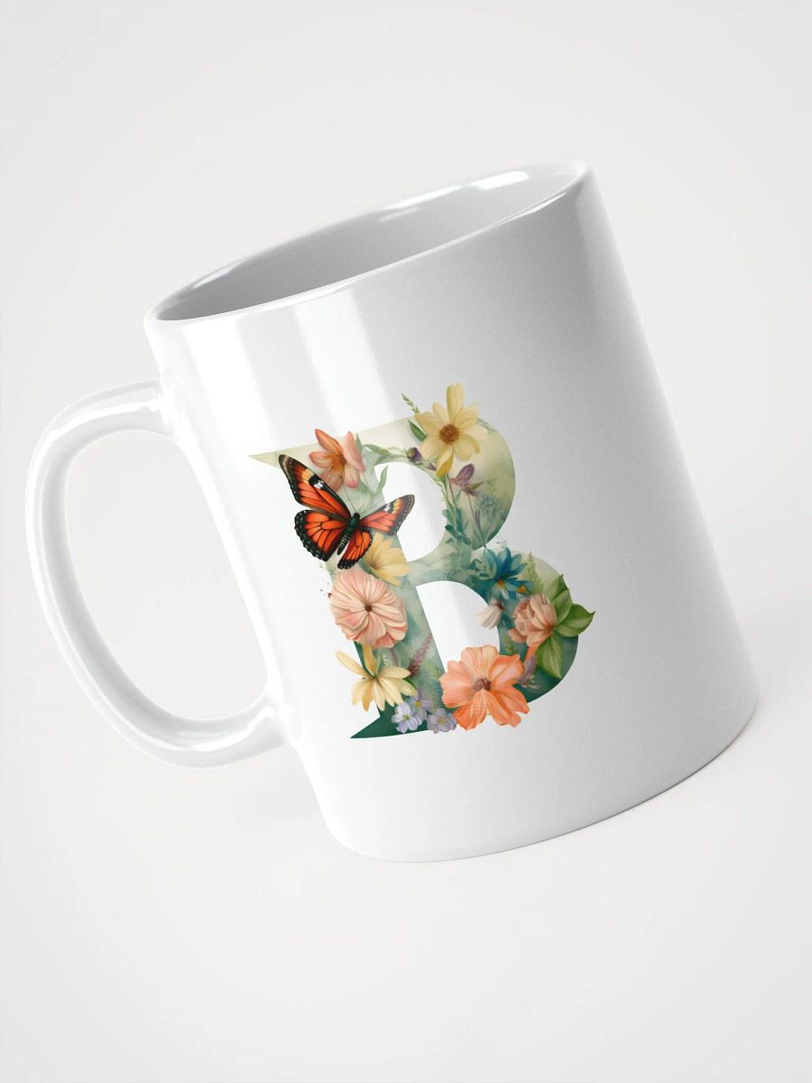 Letter B Monogram Floral Fantasy White Glossy Mug product image (9)