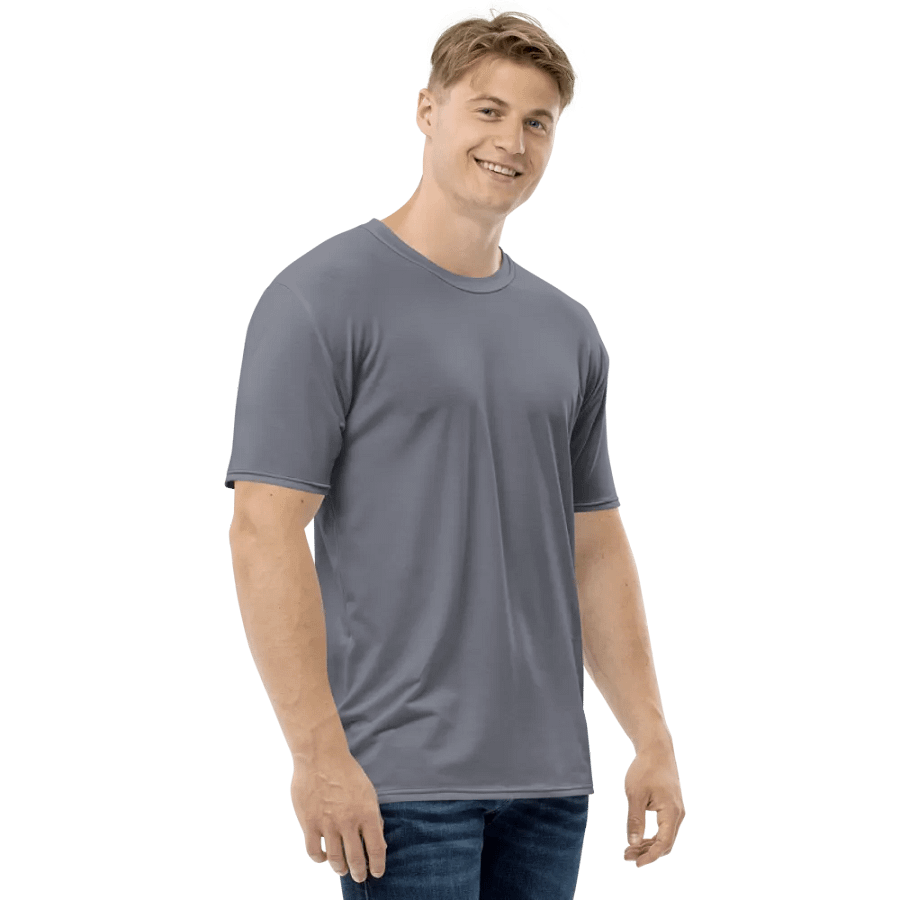 Plain Cool Medium Gray Light Summer Men's Crewneck Polyester Heavyweight Premium T-Shirt by Treasure Pie product image (7)