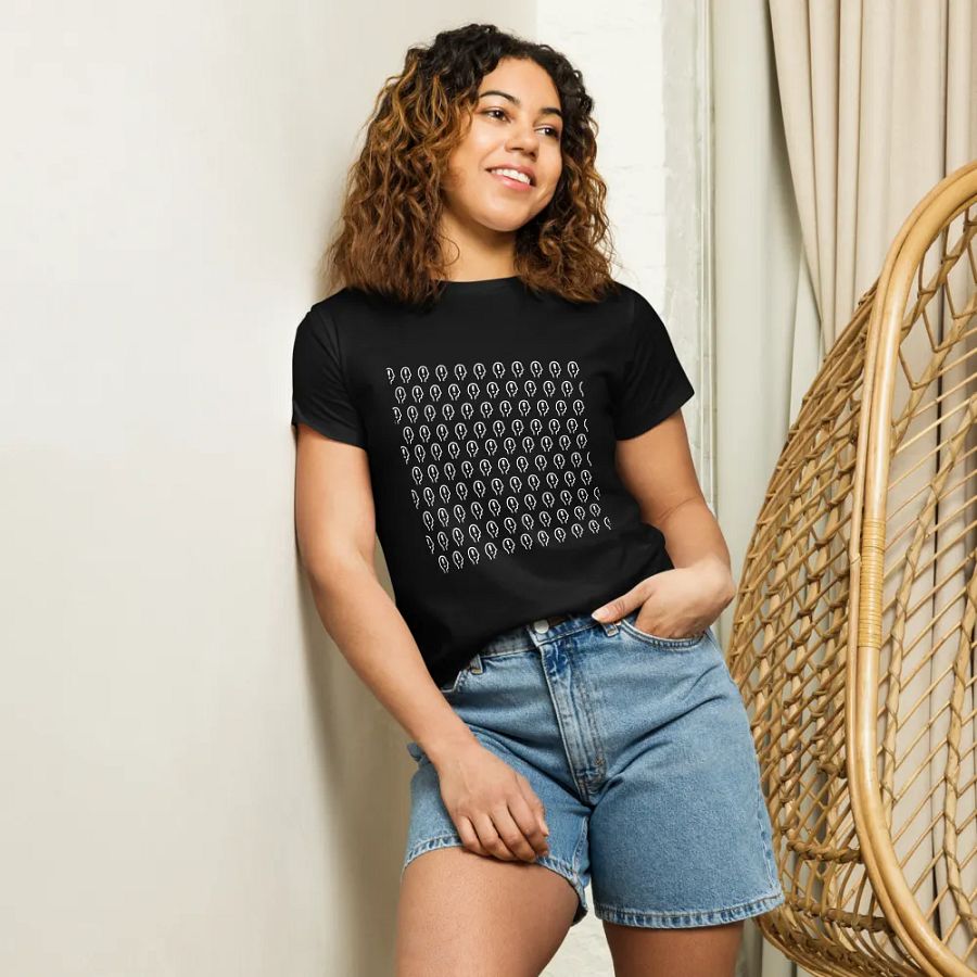 EXCLAIMING MENTALLY (white repeating) printed waist-length tee product image (14)