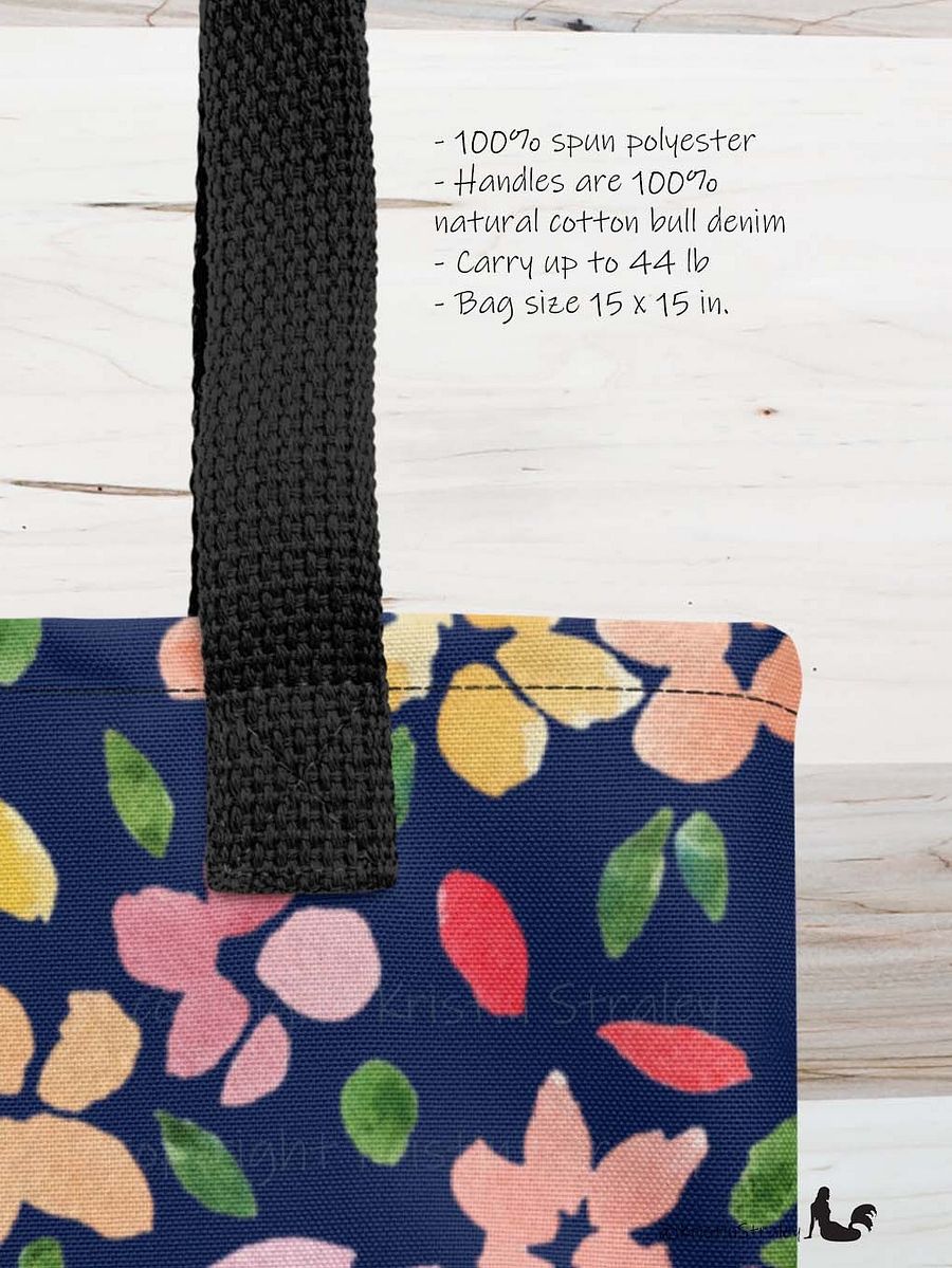 Spring Flowers Lg on Navy Blue Tote Bag product image (3)