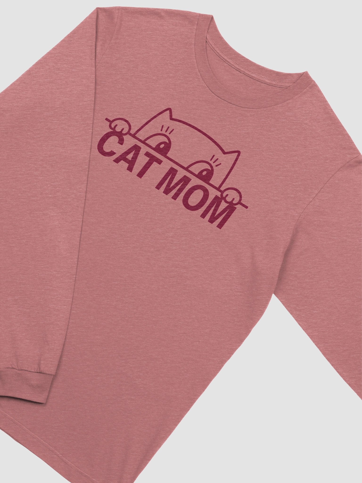 Funny Cat Mom Long Sleeve Tee – Peeking Kitty Minimal Design for Cat Lovers product image (2)