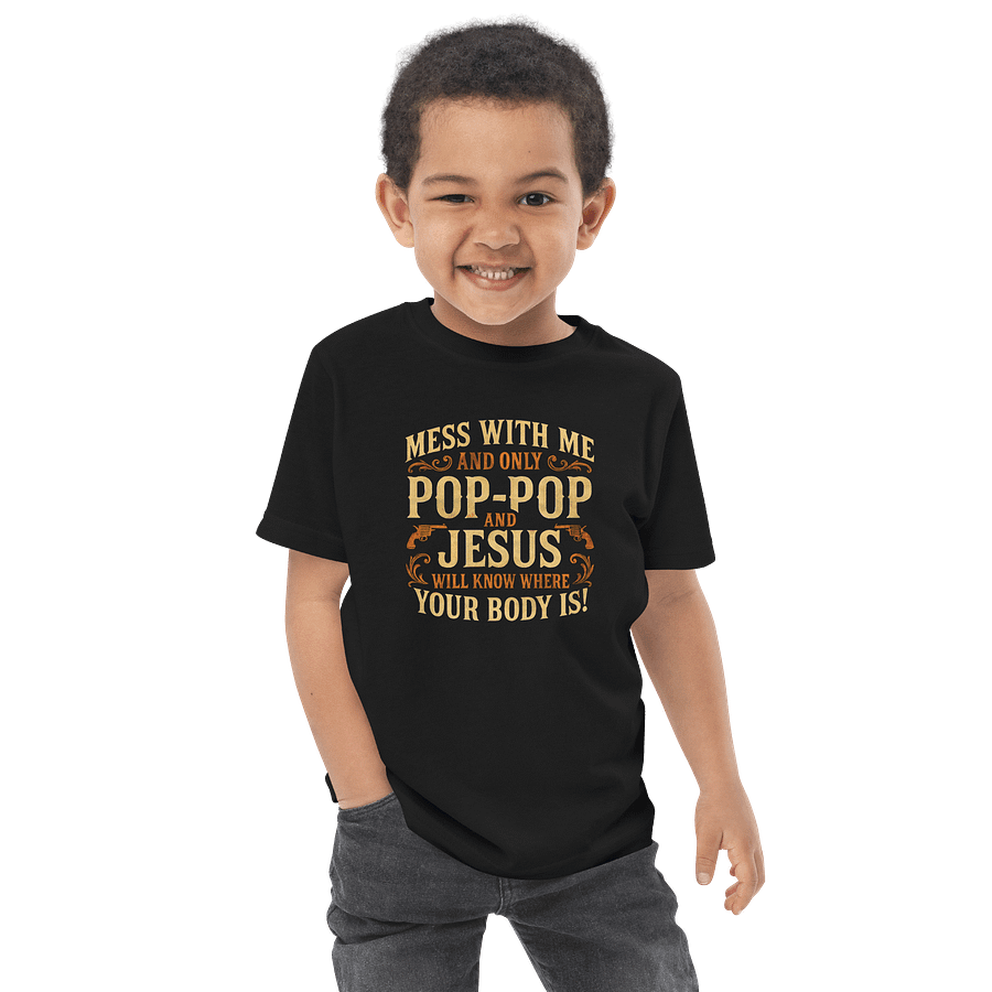 Bold Western Gothic Pop-Pop & Jesus Warning Tee - Defiant Family & Faith Statement product image (9)