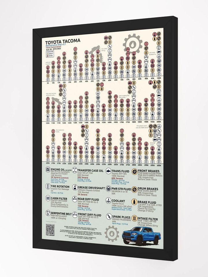3RD GEN TACOMA MAINTENANCE MAP V2.1 (Framed) product image (2)
