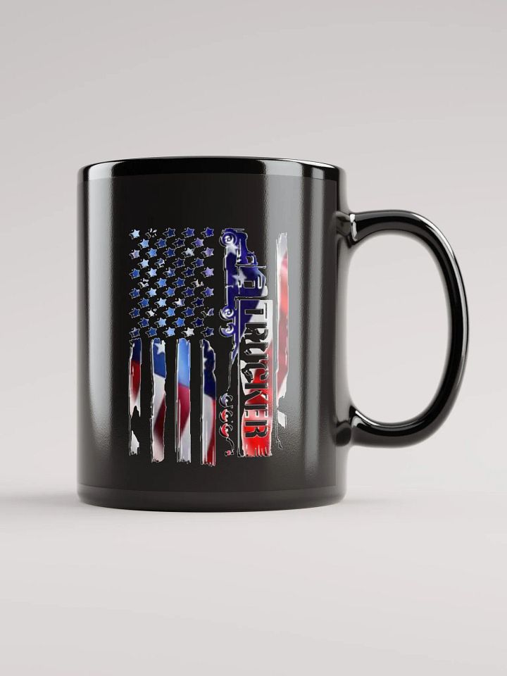 Patriotic Trucker Black Glossy Mug product image (1)