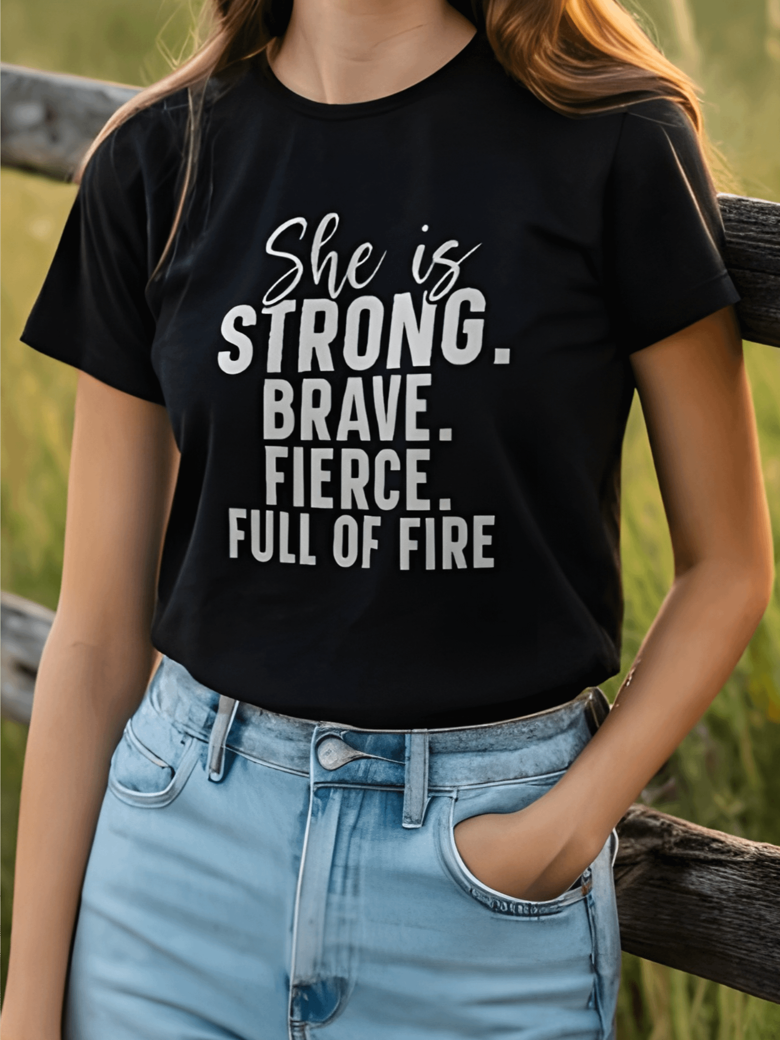 She Is Strong Brave Fierce Full Of Fire - Women's Black T-Shirt product image (1)