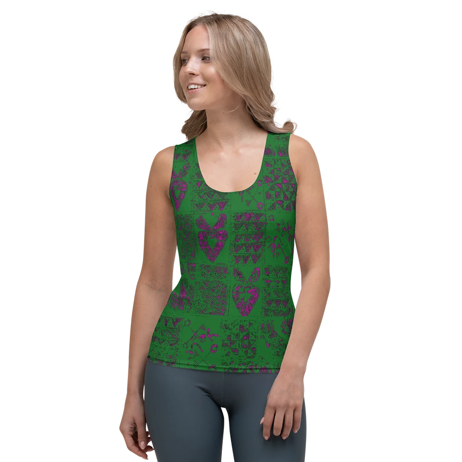Vibrant Green and Pink Adire Women's Tank Top product image (1)