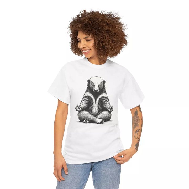 Honey Badger Doing Yoga Funny T-shirt - Novelty Meditation Men Women Graphic Tee product image (2)