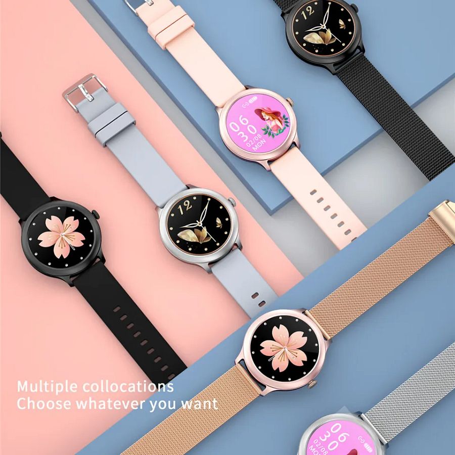 Women Smart Watch Pedometer Fitness Tracker Stainless Steel Wristband for Girls product image (3)