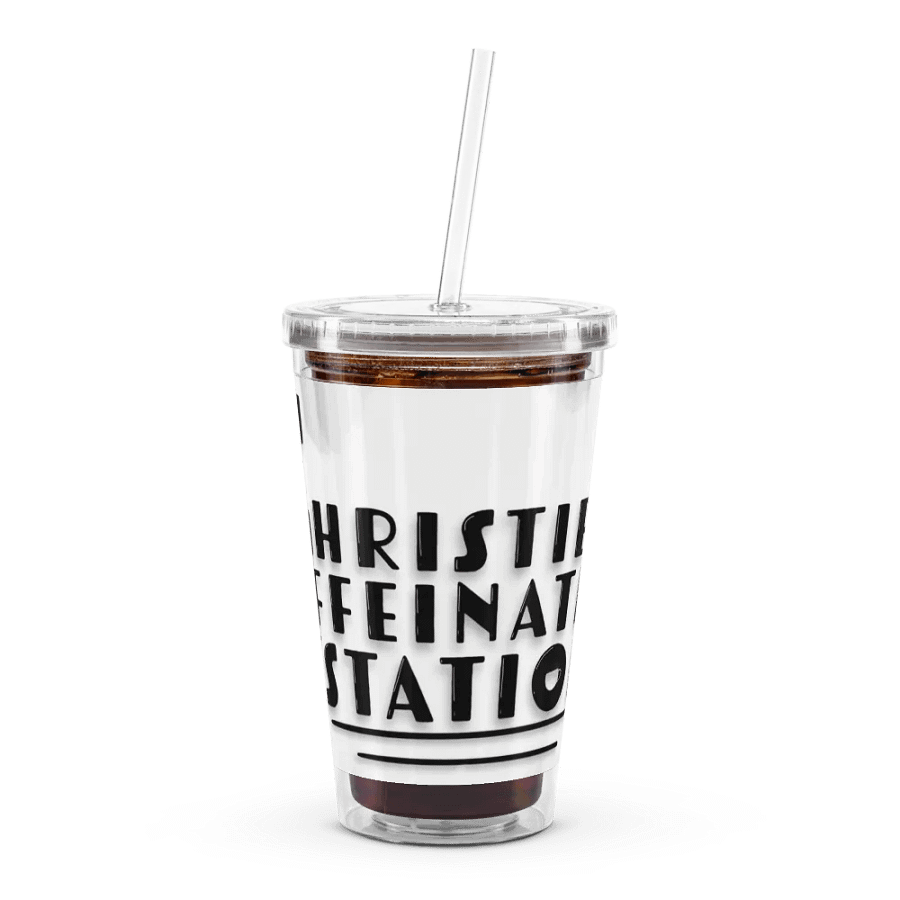Clear Tumbler Cup with Lid & Straw - Black Text Logo product image (7)