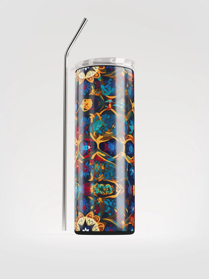 Colorful Pattern, Rich, Deep, Blues, Reds Yellows, and Oranges Skinny Tumbler with Straw, 20oz product image (2)