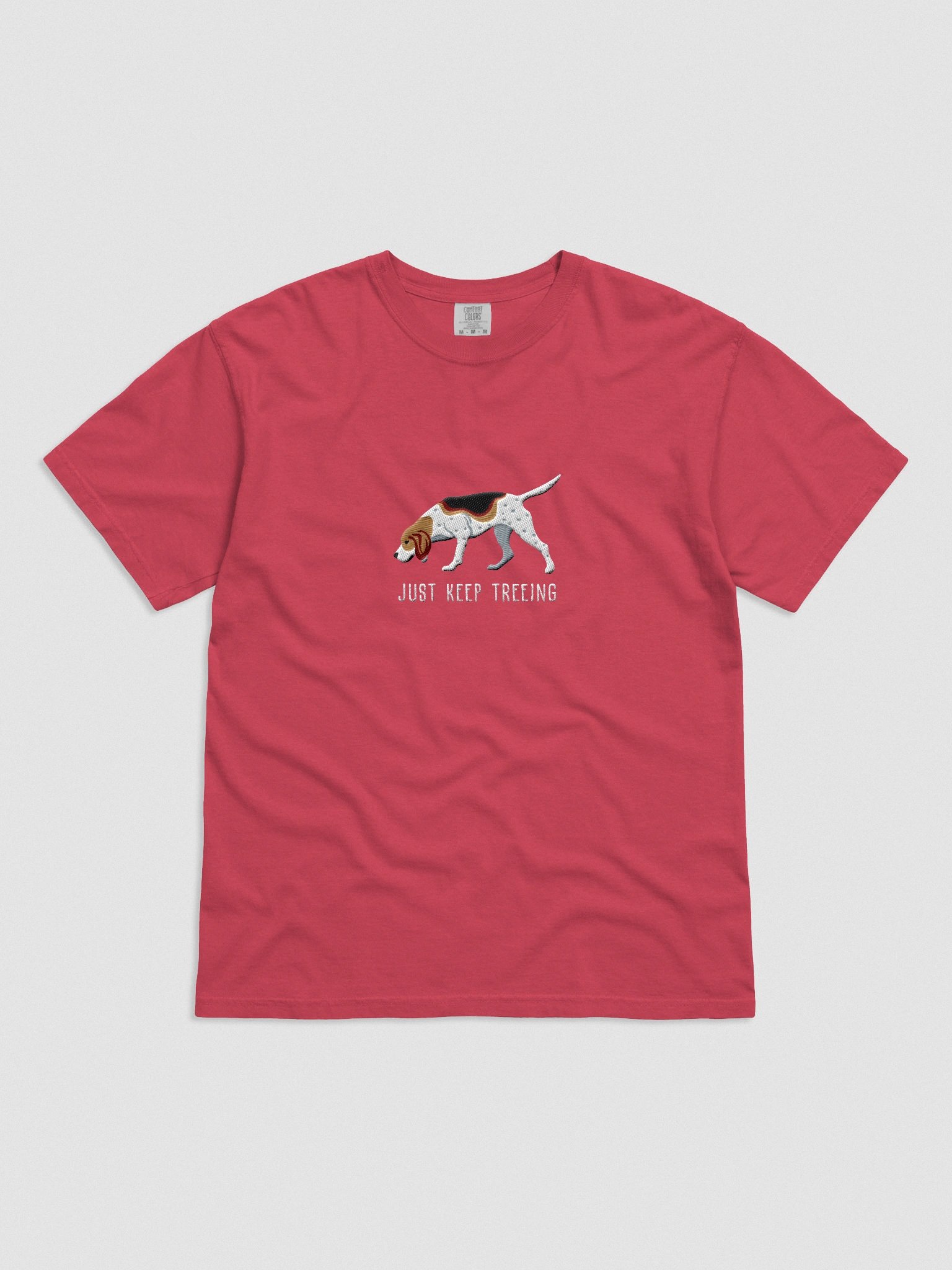 Just Keep Treeing T-Shirt(Embroidered) of a Treeing Walker Coonhound product image (4)