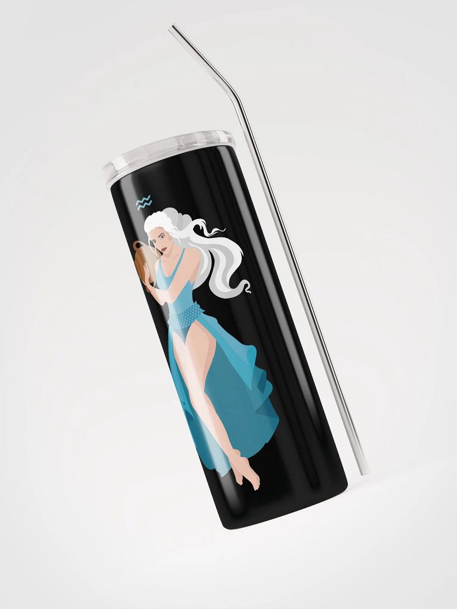 Aquarius Woman Illustrated Stainless Steel Tumbler: Embrace Zodiac Artistry! ♒ product image (3)
