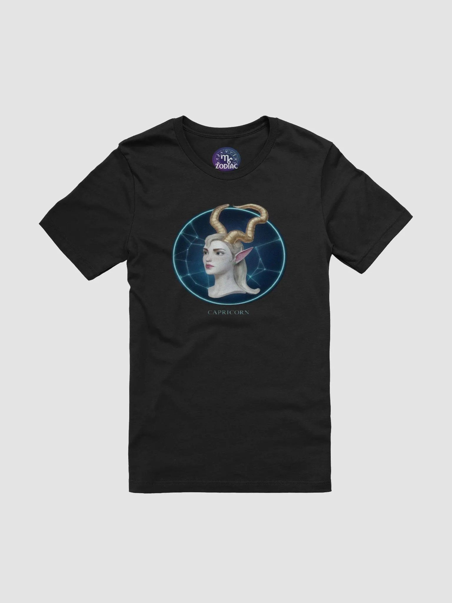 Exclusive Capricorn Zodiac T-Shirt - Unisex Astrology Gift with Ethereal Horned Figure and Cosmic Design product image (3)