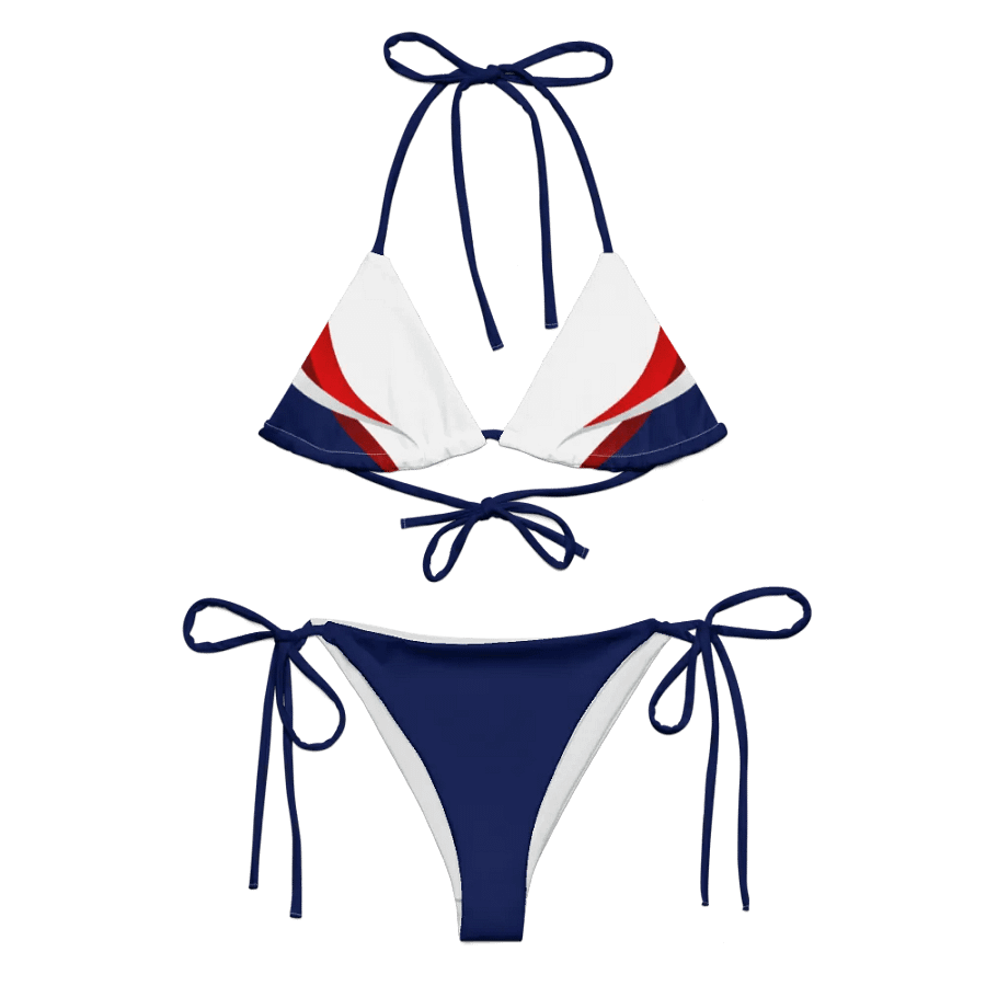 Low Rise Cheeky String Bikini, Red White And Blue Top, Blue Bottoms product image (6)